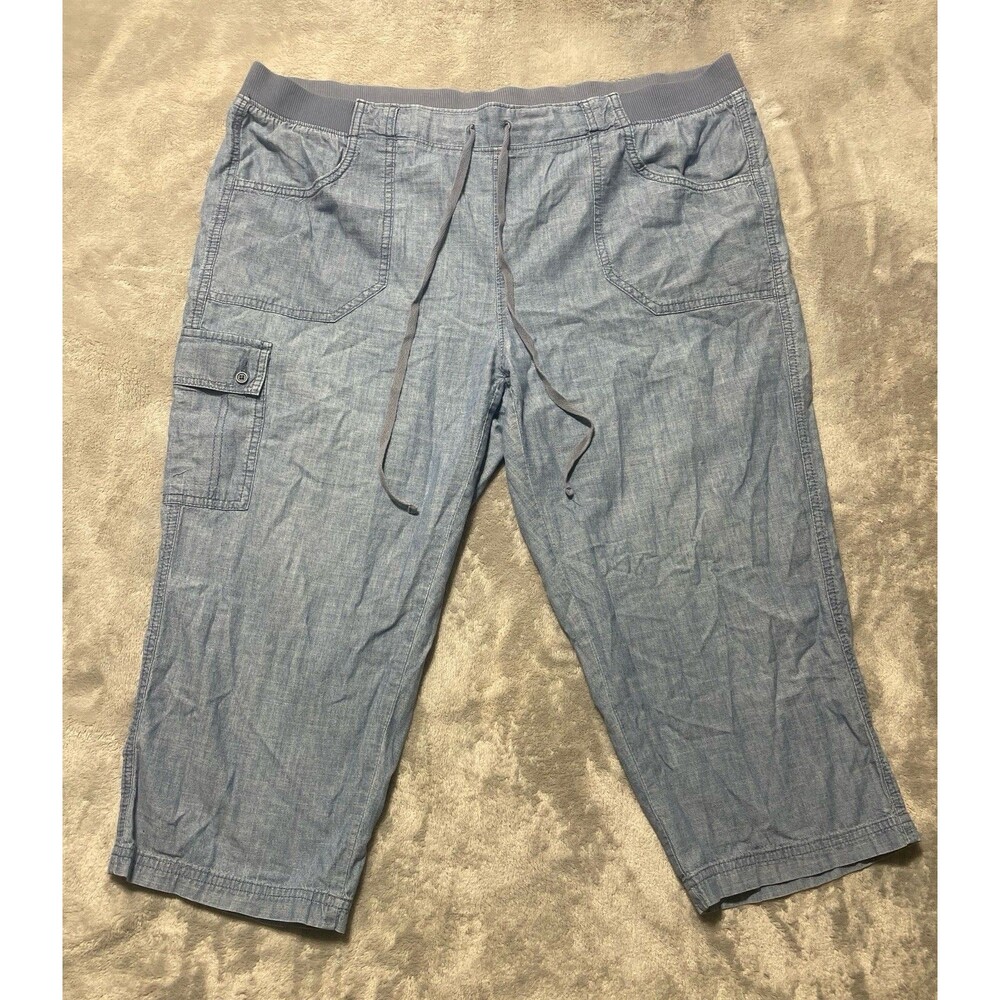 White Stag Blue Jean Style Capri Pants Women’s 18 Light Blue Front & Side Pocket